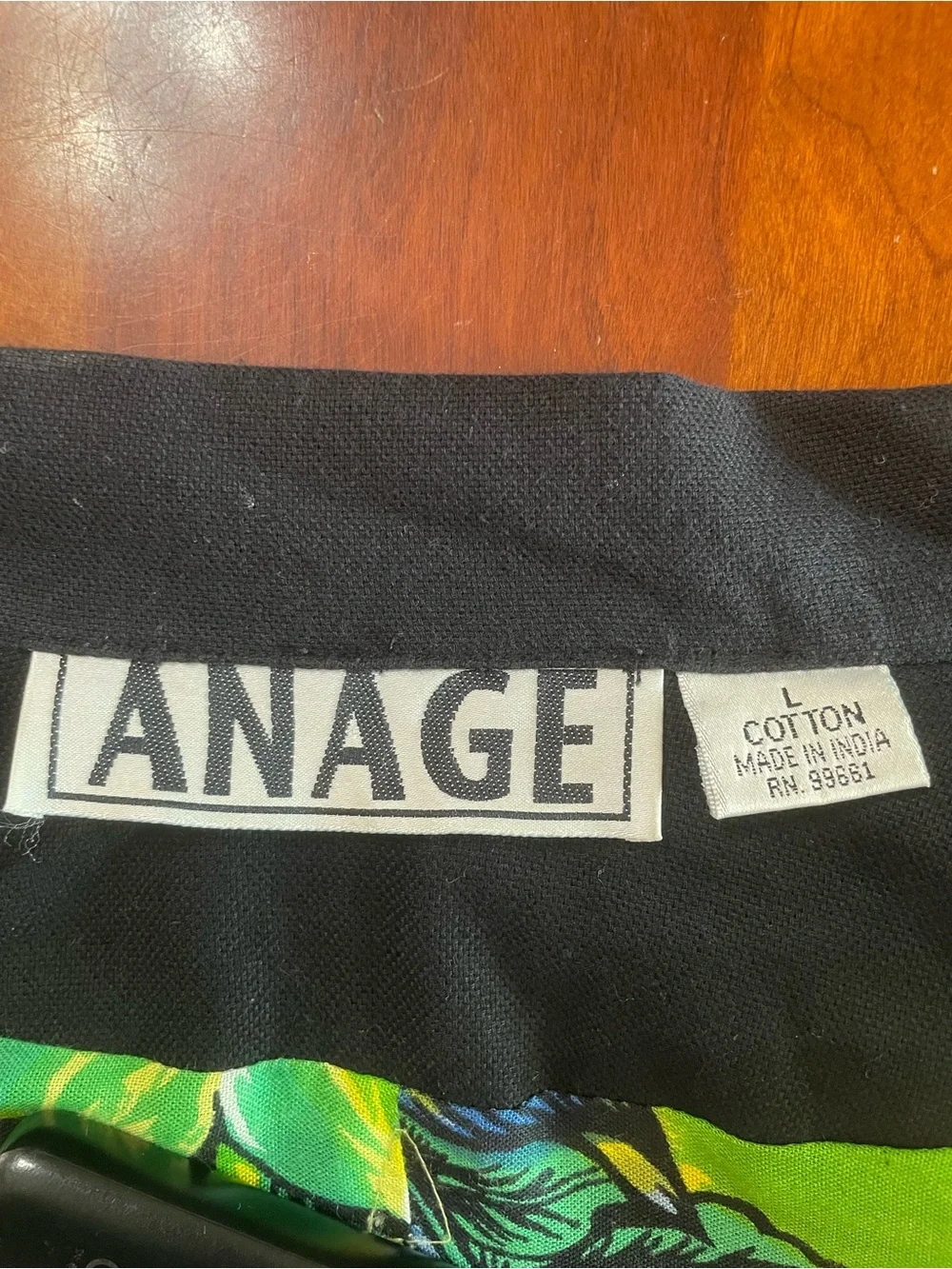Vtg ANAGE Wearable Art Jacket Large Black Cotton Embroidered Water Lily Lotus
